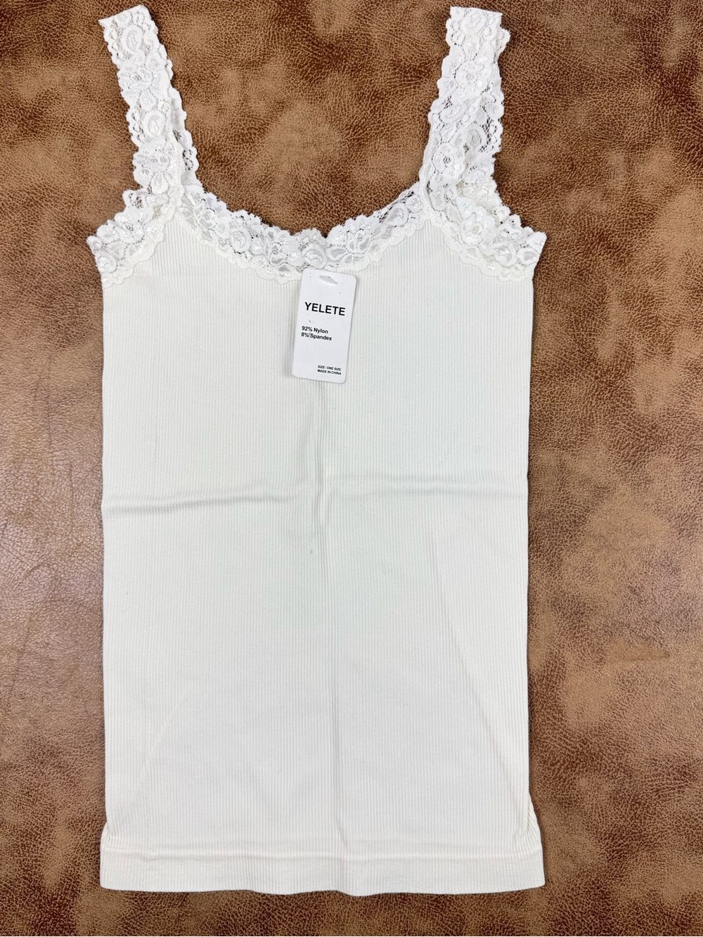 YELETE Lace Trim Cami Tank Top NWT | White Basic Layering Cami